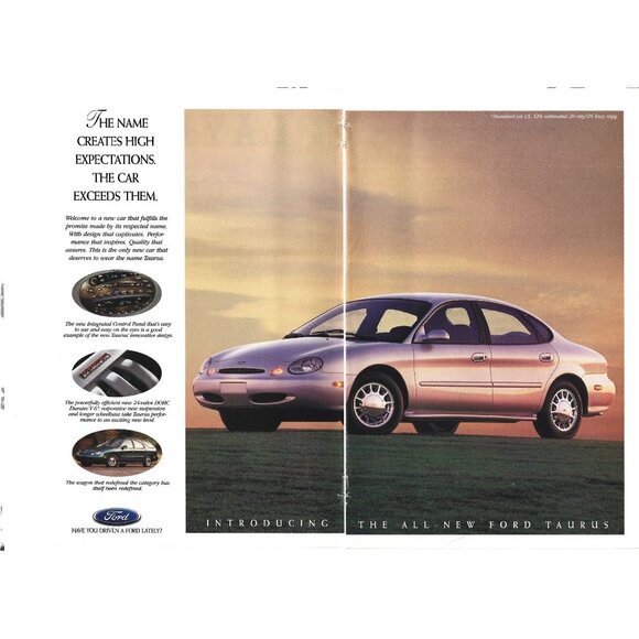 New Ford Taurus Car Sedan 1990s Vintage Print Ad 2 PAGE - Picture 4 of 4